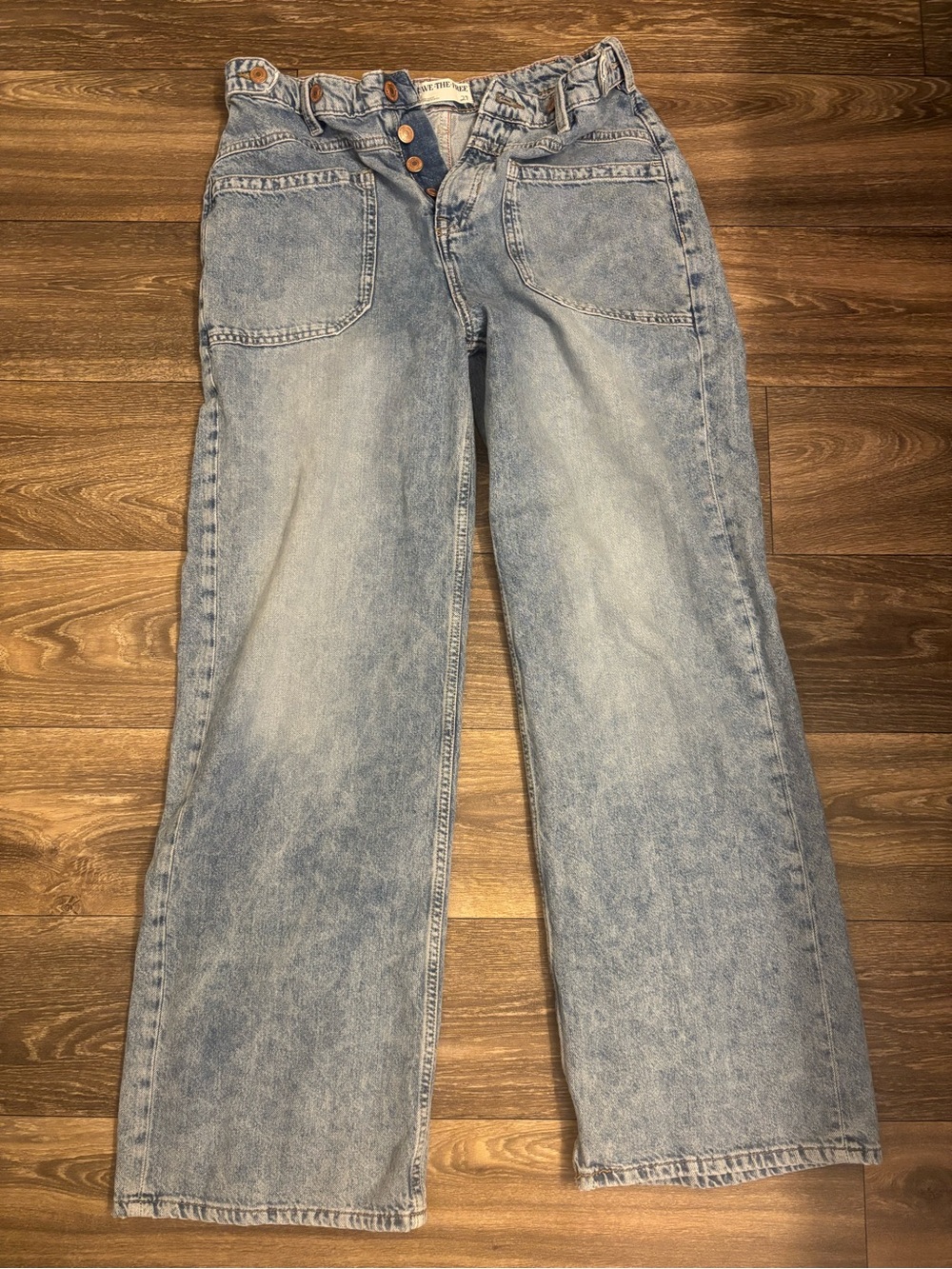 Free People We The Free Palmer Cuffed Wide Leg Jeans Size 29 Blue